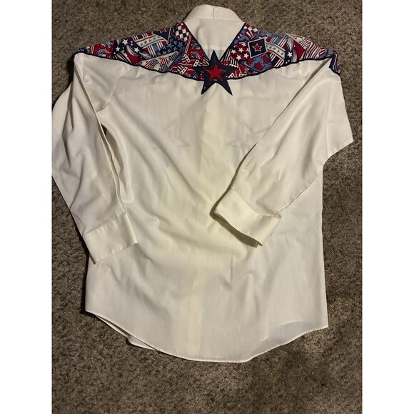 Chaplin Dress Western Shirt Mens Medium White Embroidered Star and Hand-Painted - Picture 3 of 5